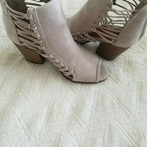 Taupe peep toe booties