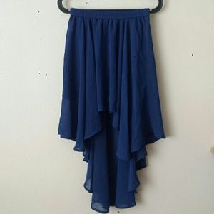 Forever 21 Navy High Low Chiffon Overlay Skirt
