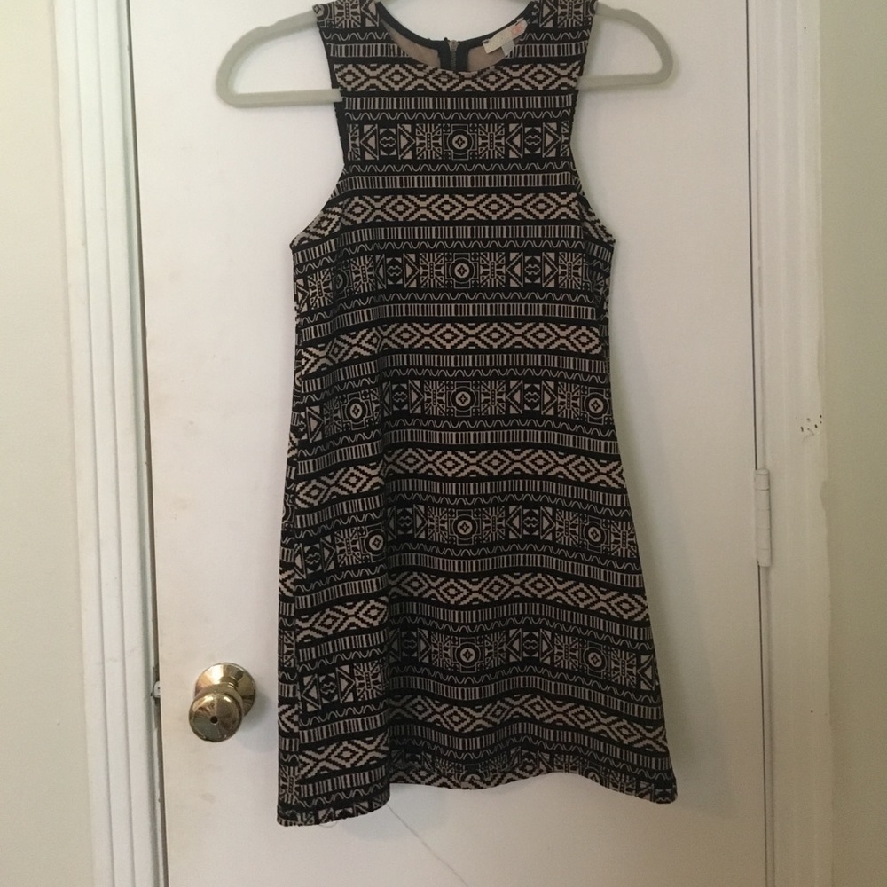 Printed black mini dress