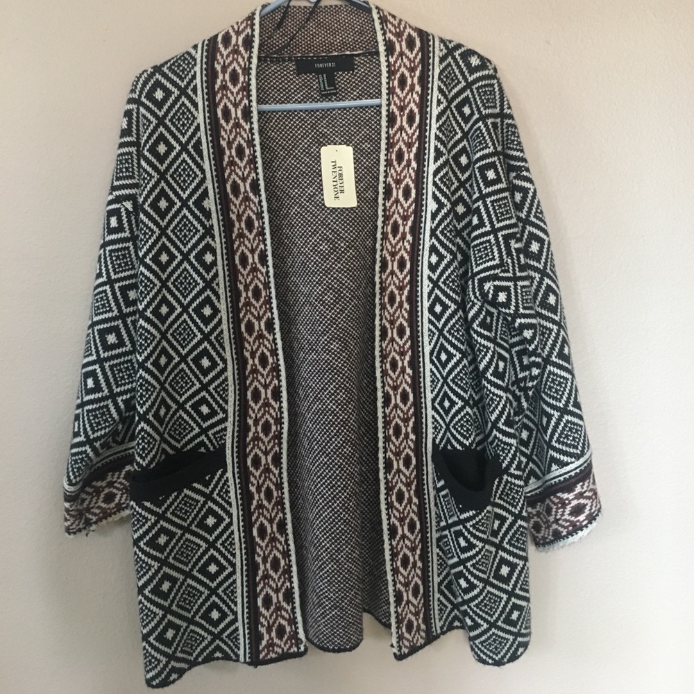 Printed sweater cardigan