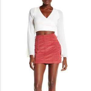 Free People Auburn red corduroy mini w/ zipper