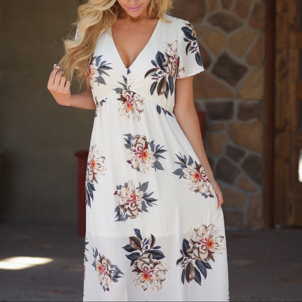 ADALINE floral maxi dress - IVORY - Picture 3 of 4
