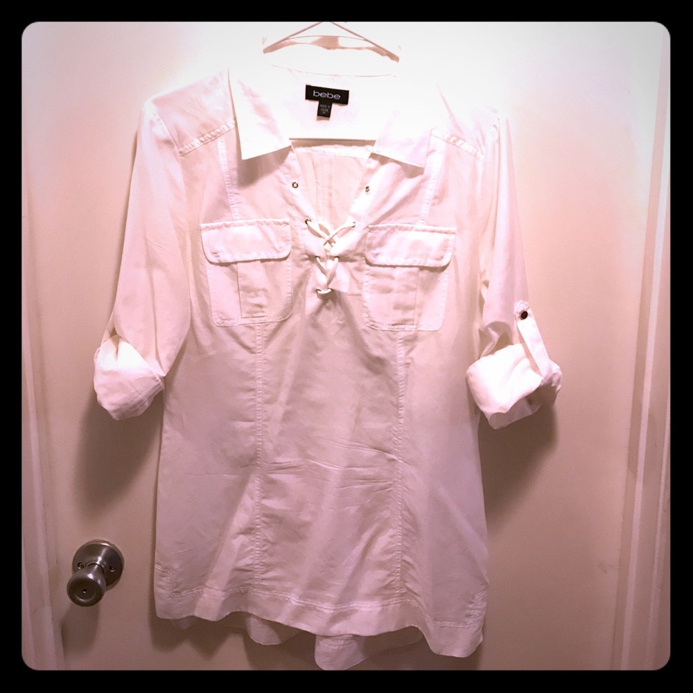 Lace front woven top