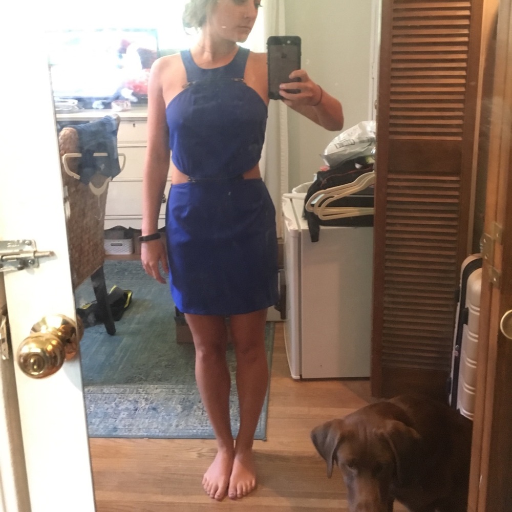 Blue cut out mini dress