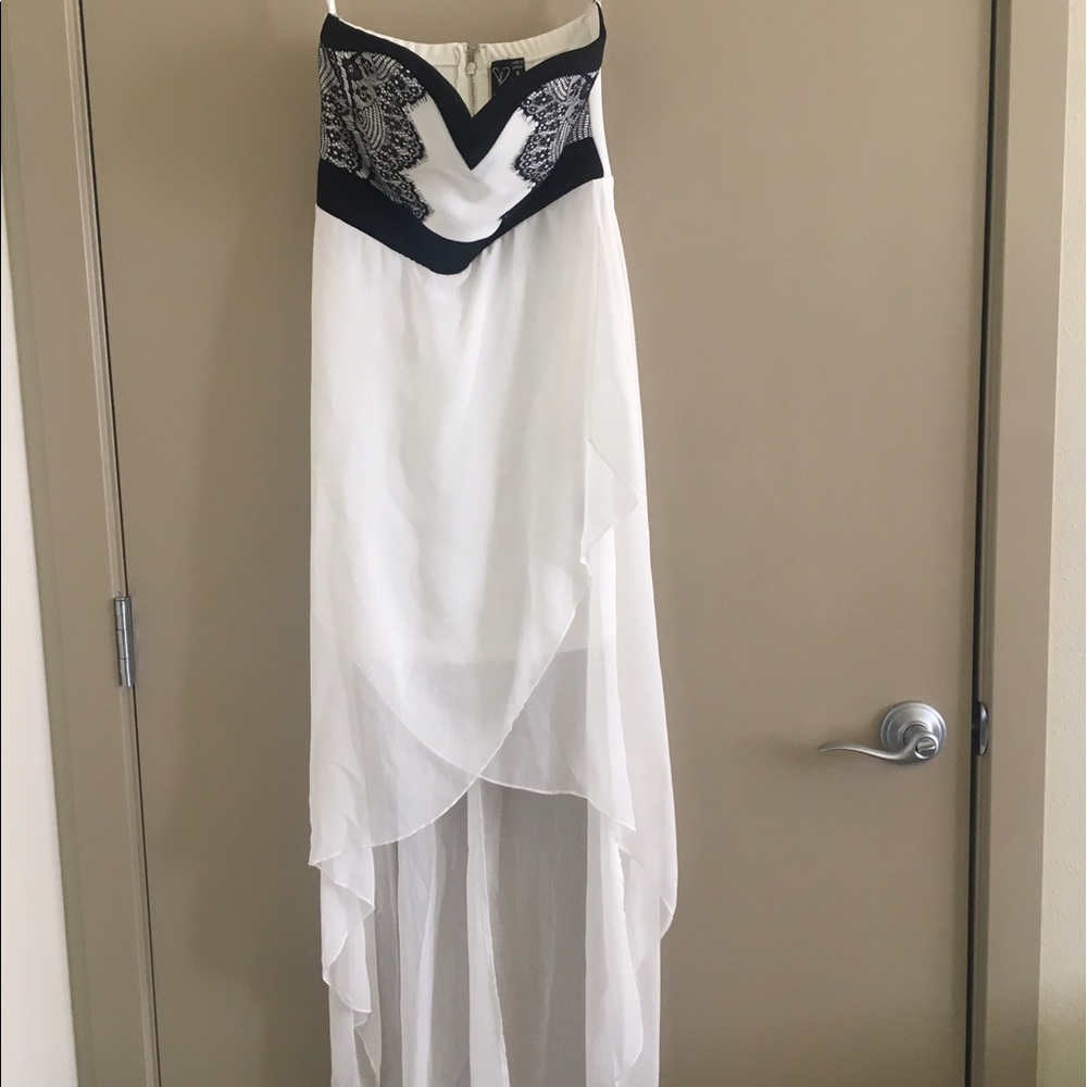 Black and white high low dress
