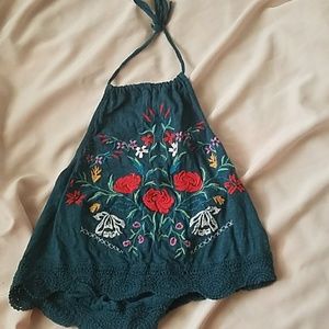 Halter top with embroidery