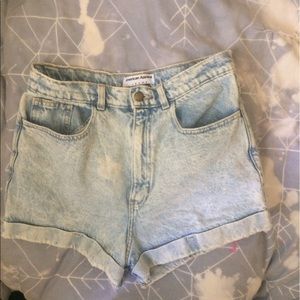 AMERICAN APPAREL HIGH WAISTED DENIM SHORTS
