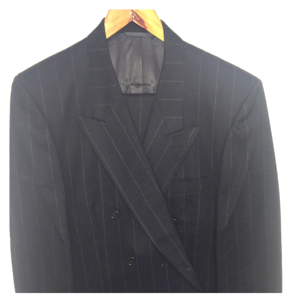 Mens Albert Nipon Dark Blue Pinstriped Suit