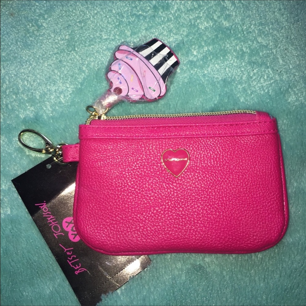 Pink Betsey Johnson Coin Purse Keychain