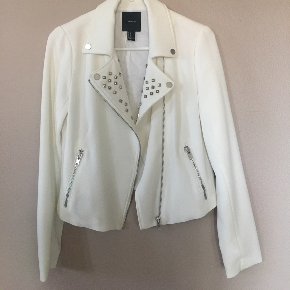 White Moto Jacket with studs