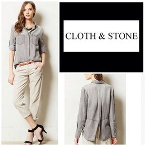 Anthro Cloth and Stone Split Back top in Black