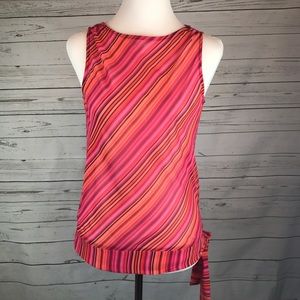 New York & Co Sleeveless blouse top sheer striped