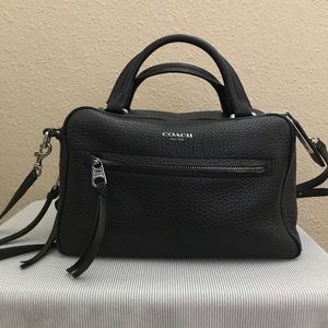 COACH Bleeker Satchel Bag in Black Pebbled Leather