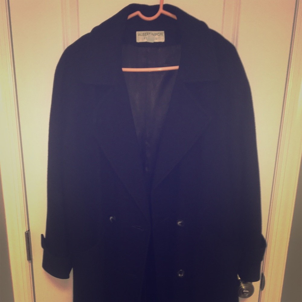 Women's Navy Full Length Albert Nipon Coat