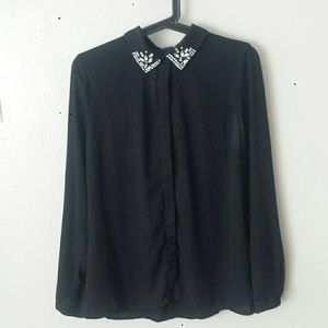 Black chiffon Forever 21 button down