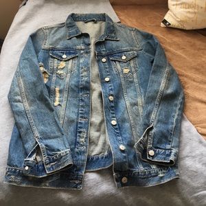 Zara Oversized Distressed Jean Jacket