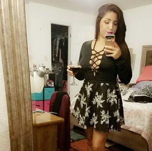 High waisted flower skirt