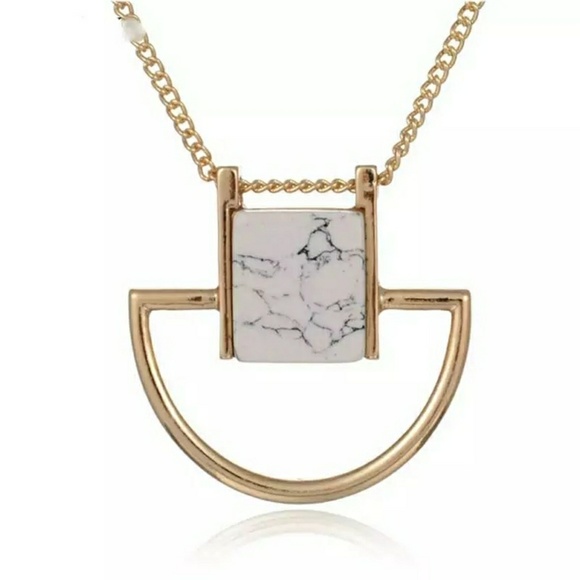 Marble Square and Half Circle Necklace - Picture 4 of 7