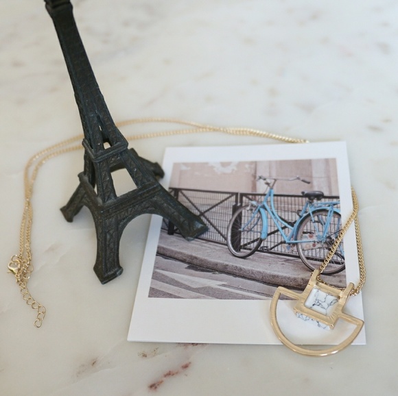 Marble Square and Half Circle Necklace - Picture 6 of 7