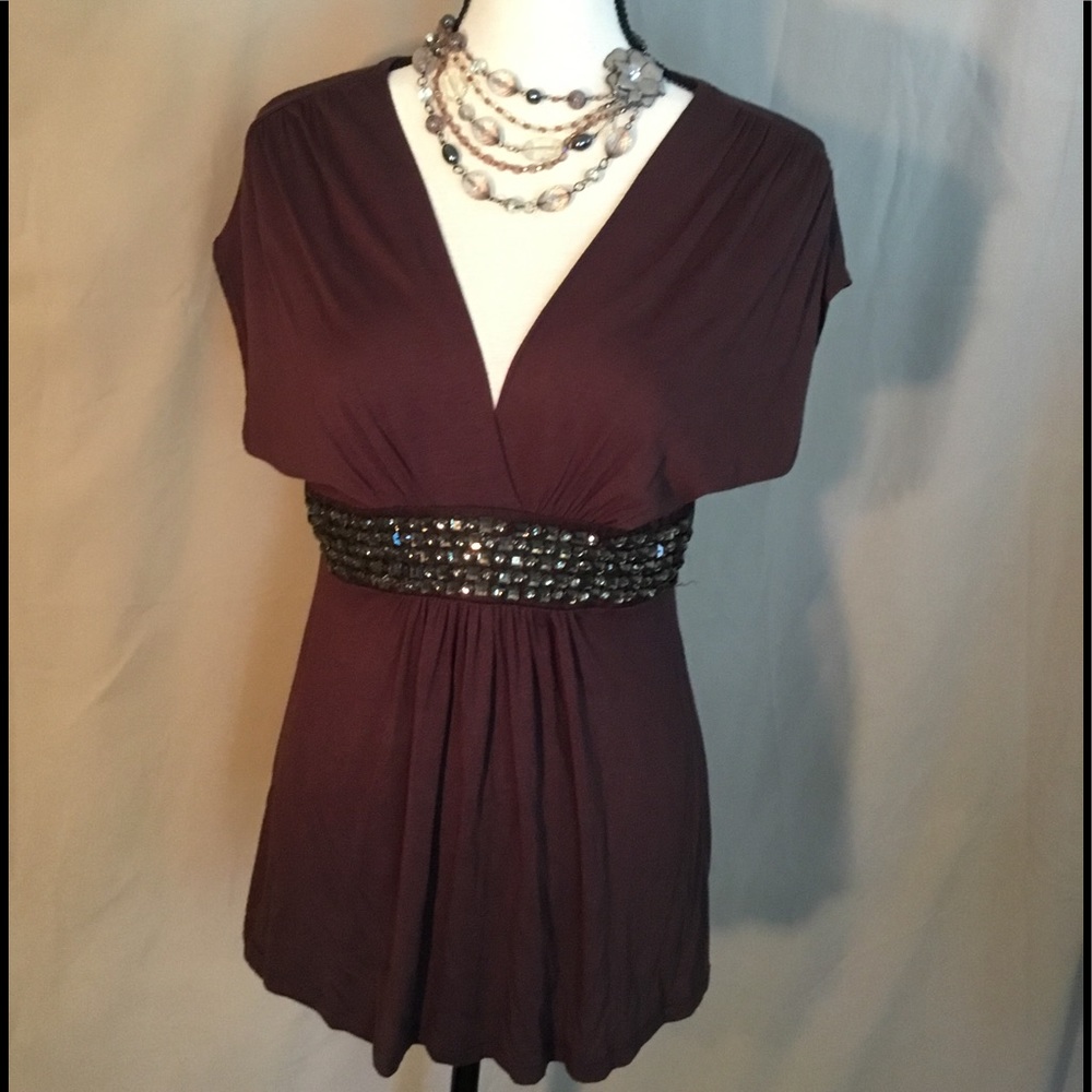 Sassy Empire Waist Top with Sparkling Beadwork