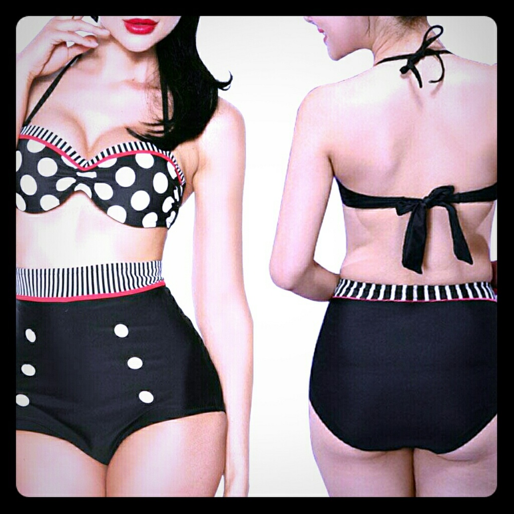 Vintage High Waisted Bathing Suits, Plus Size Wome
