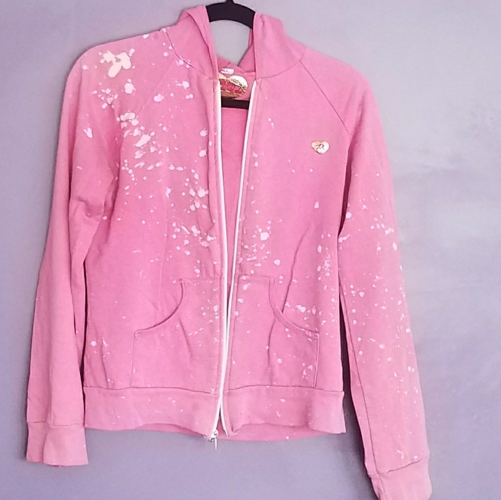 Pink Primp Distressed Hoodie Jacket