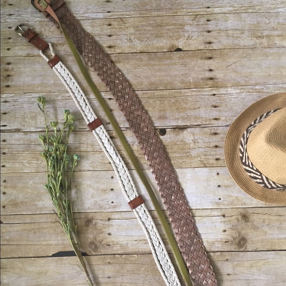 2 Fossil Leather Belts 1 Woven✨ Bundle of 3 Belts