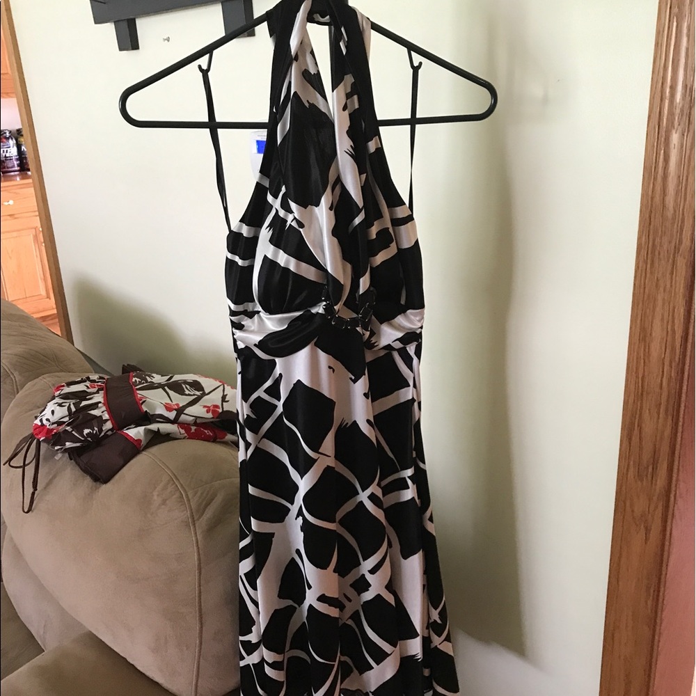 Black and white halter dress