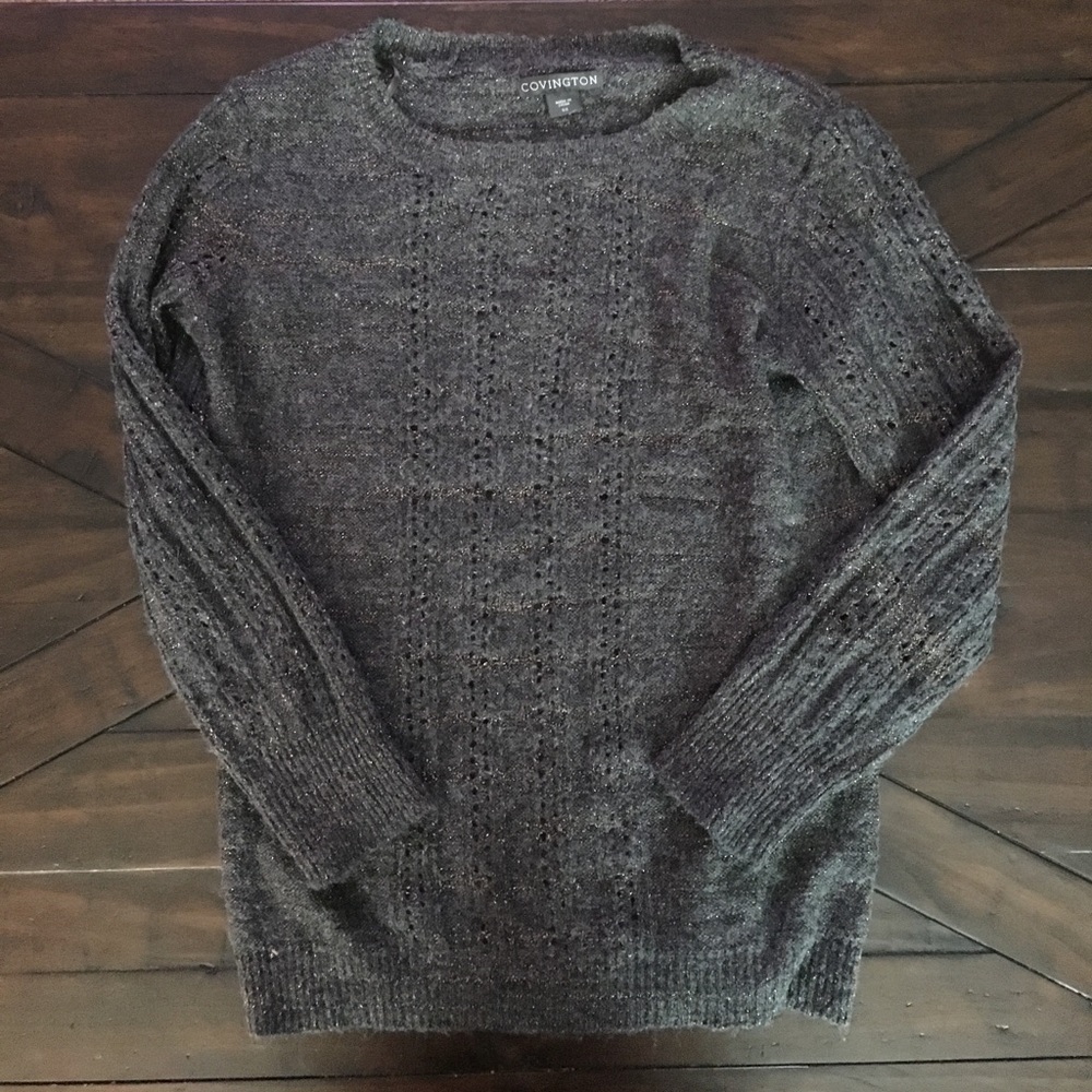 ❄️ Winter Purge!  Charcoal and Gold Thin Sweater