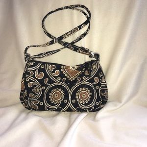 Vera Bradley; Black and Tan mini cross body purse