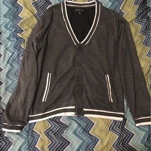 Forever 21 Gray and White Button Up Cardigan Large