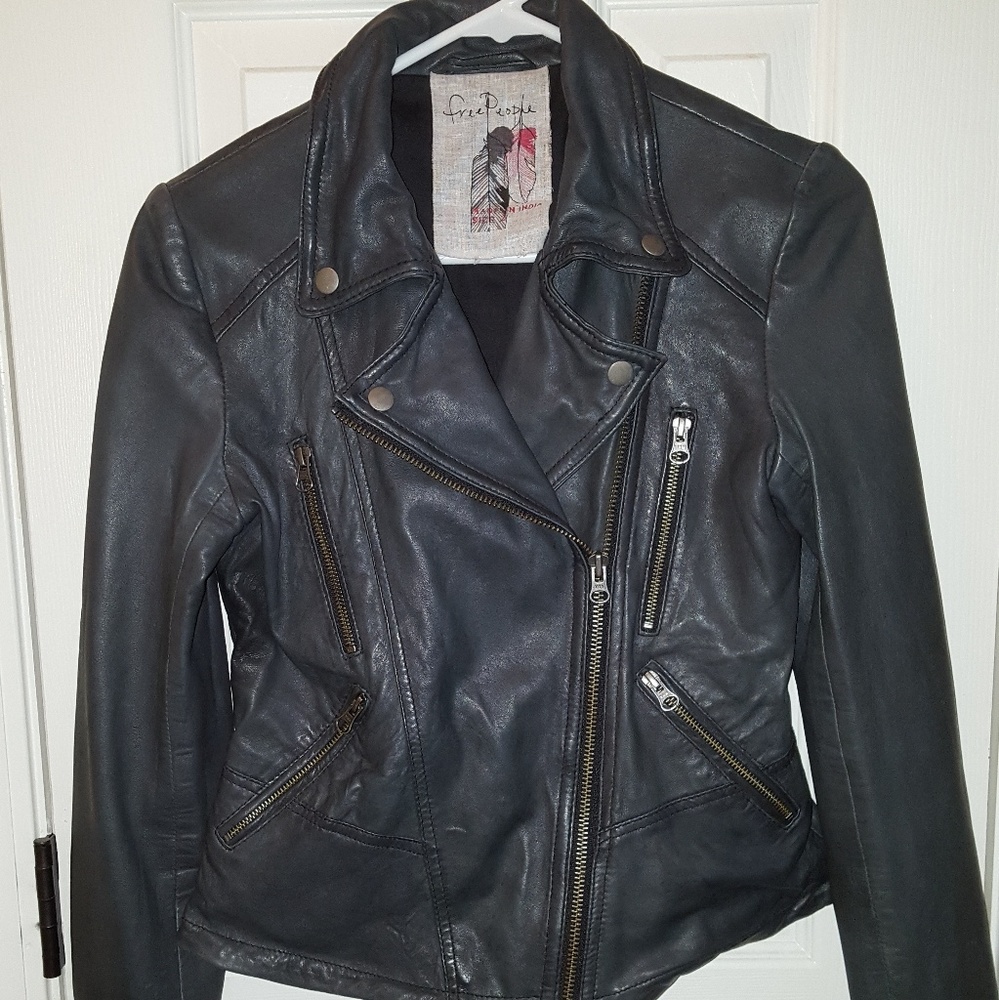 Free People leather motorcycle jacket