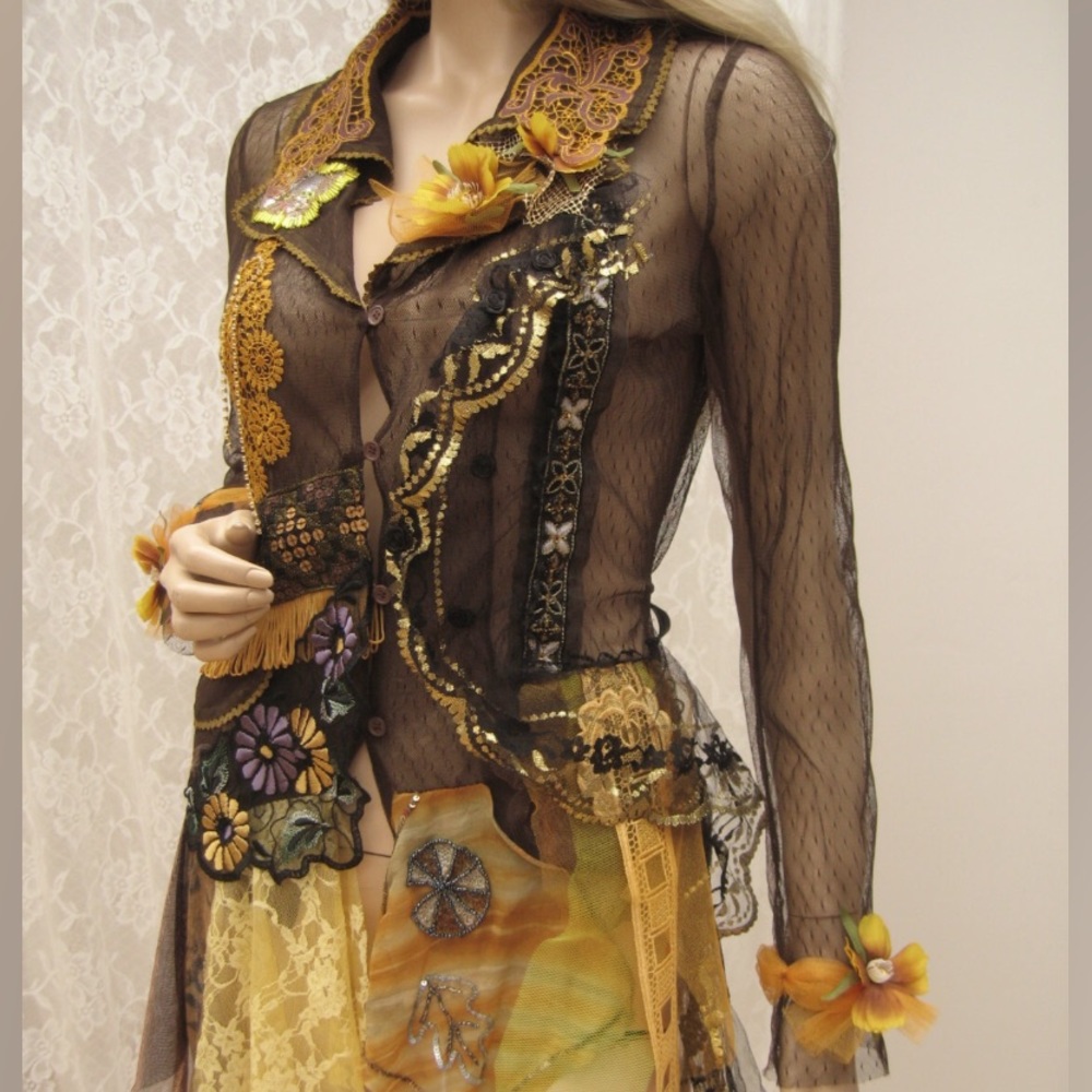 🆕🌹ORNATE ROMANTIC TULLE JACKET W/SEQUINS/LACE, M