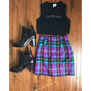 Vintage 90s Plaid Miniskirt Skort XS