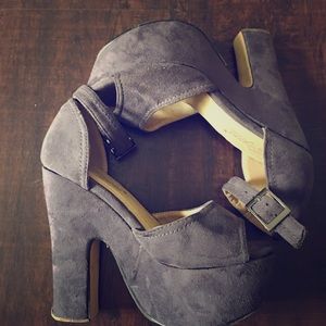 Grey platform heels