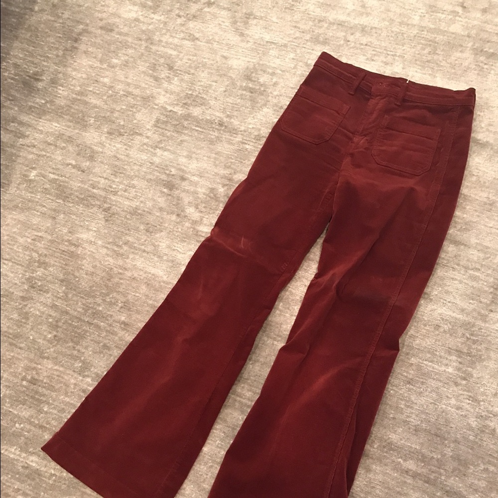 J brand red burgundy corduroy wide leg pants