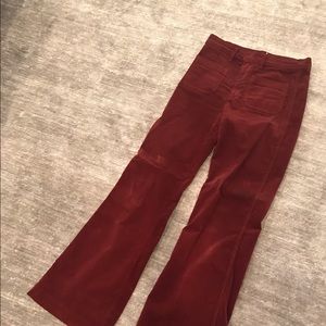 J brand red burgundy corduroy wide leg pants