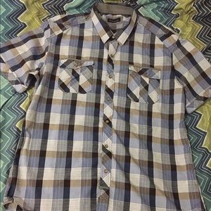 7 Diamonds Plaid Collared Short Sleeve Shirt XXXL