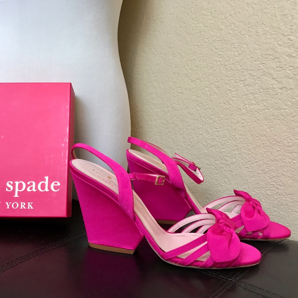 Kate Spade Indie Bow Wedge in Hot Pink Grosgrain