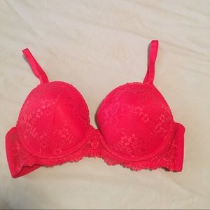 Adore Me Push-Up Lace Bra in Red/Deep Coral