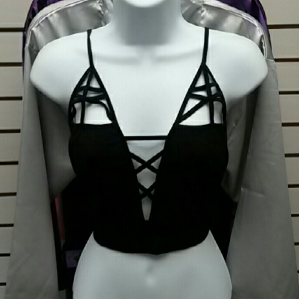 Plus size cage front bralette crop top NWT