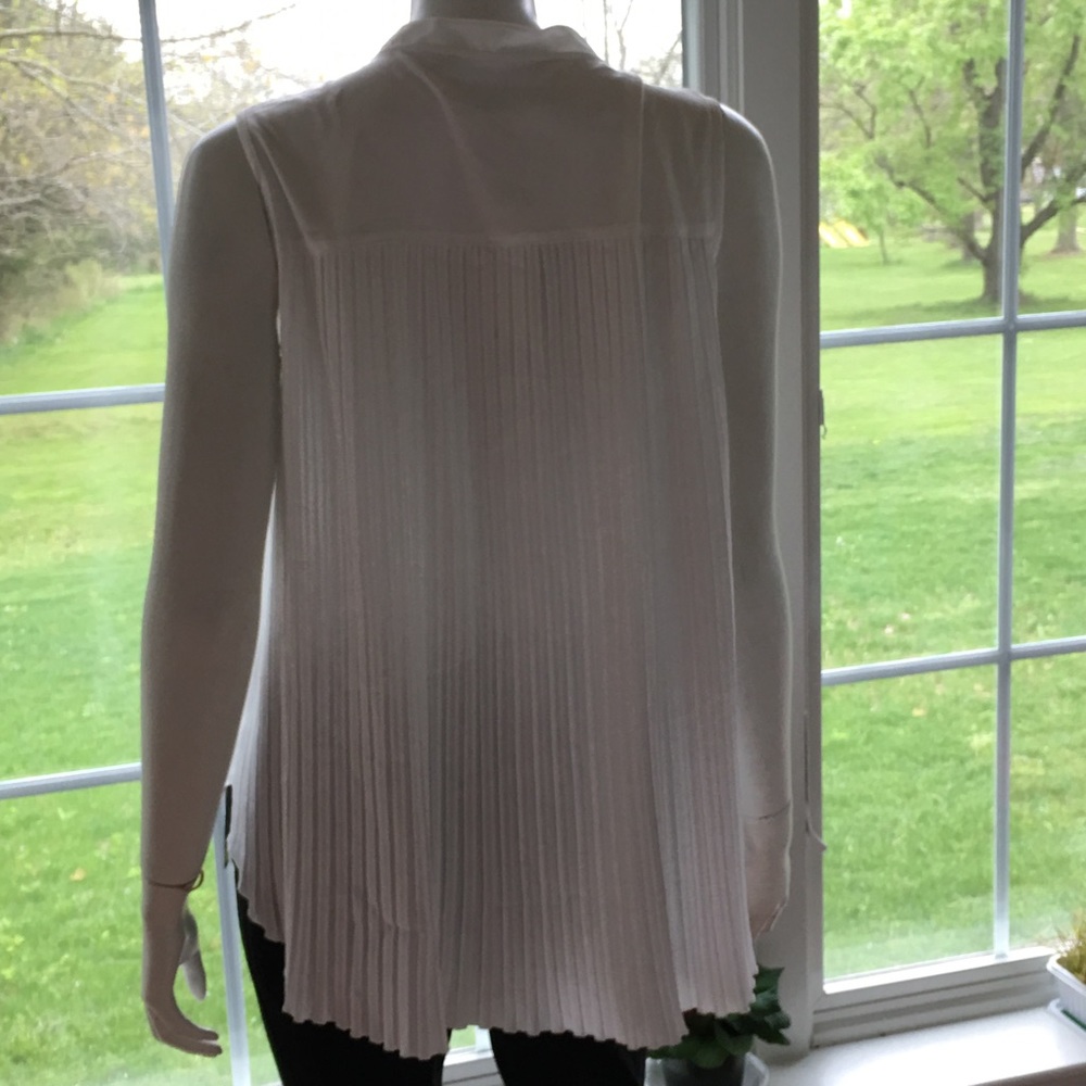 NEW CALVIN KLEIN white pleated hi lo dress top L - Picture 3 of 6