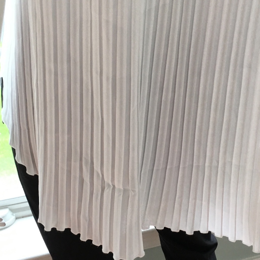 NEW CALVIN KLEIN white pleated hi lo dress top L - Picture 4 of 6