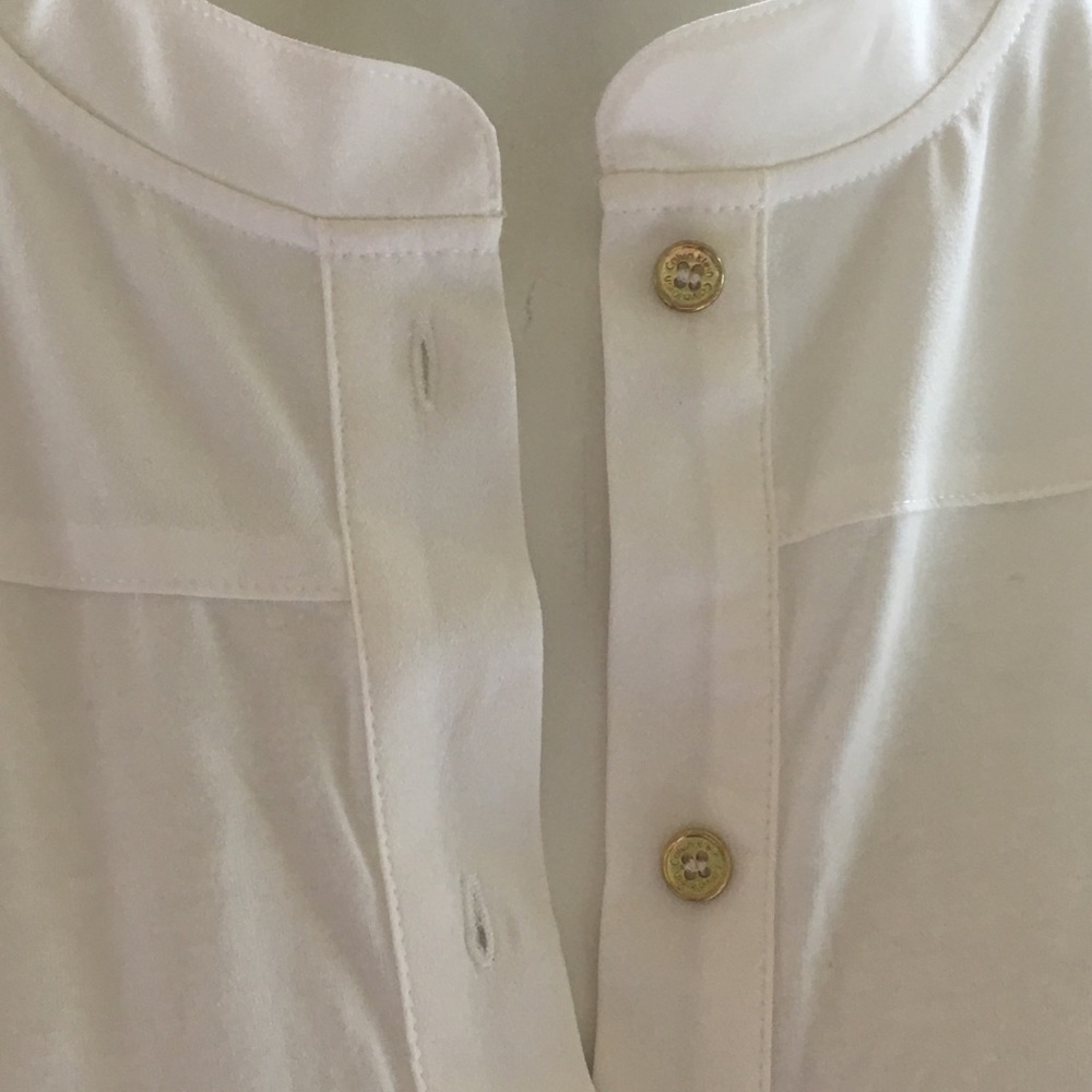 NEW CALVIN KLEIN white pleated hi lo dress top L - Picture 6 of 6