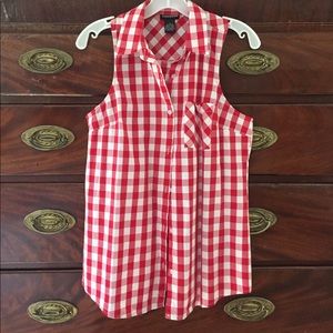 Red and White Checked blouse