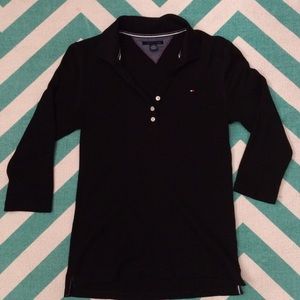 NWOT Black Tommy Hilfiger 3/4 Sleeve Collared Top