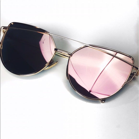 cat eye aviator sunglasses rose gold