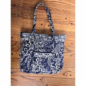 Vera Bradley tote in Twirly Birds Navy print