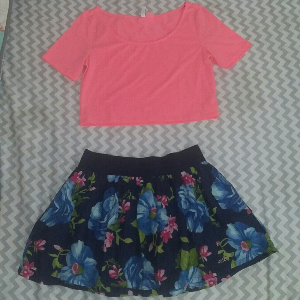 Hollister floral skirt w/crop top