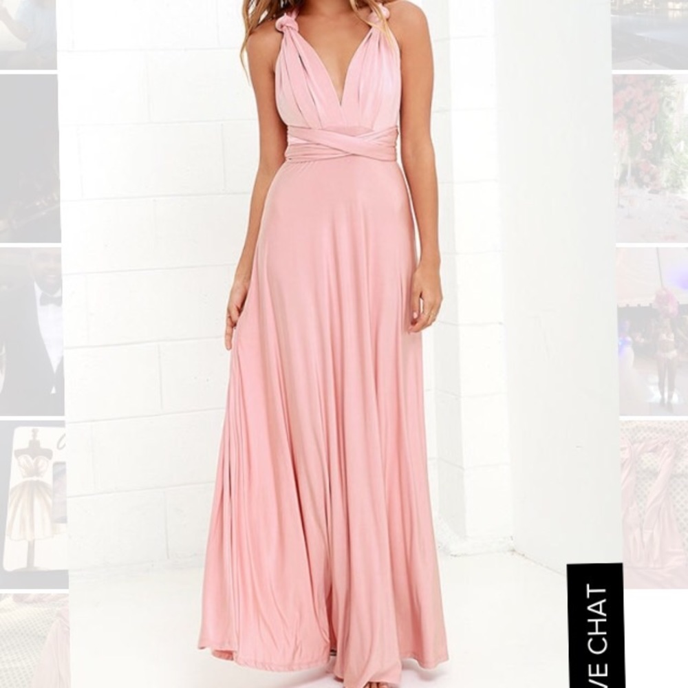 Lulus reversible blush pink maxi bridesmaid dress